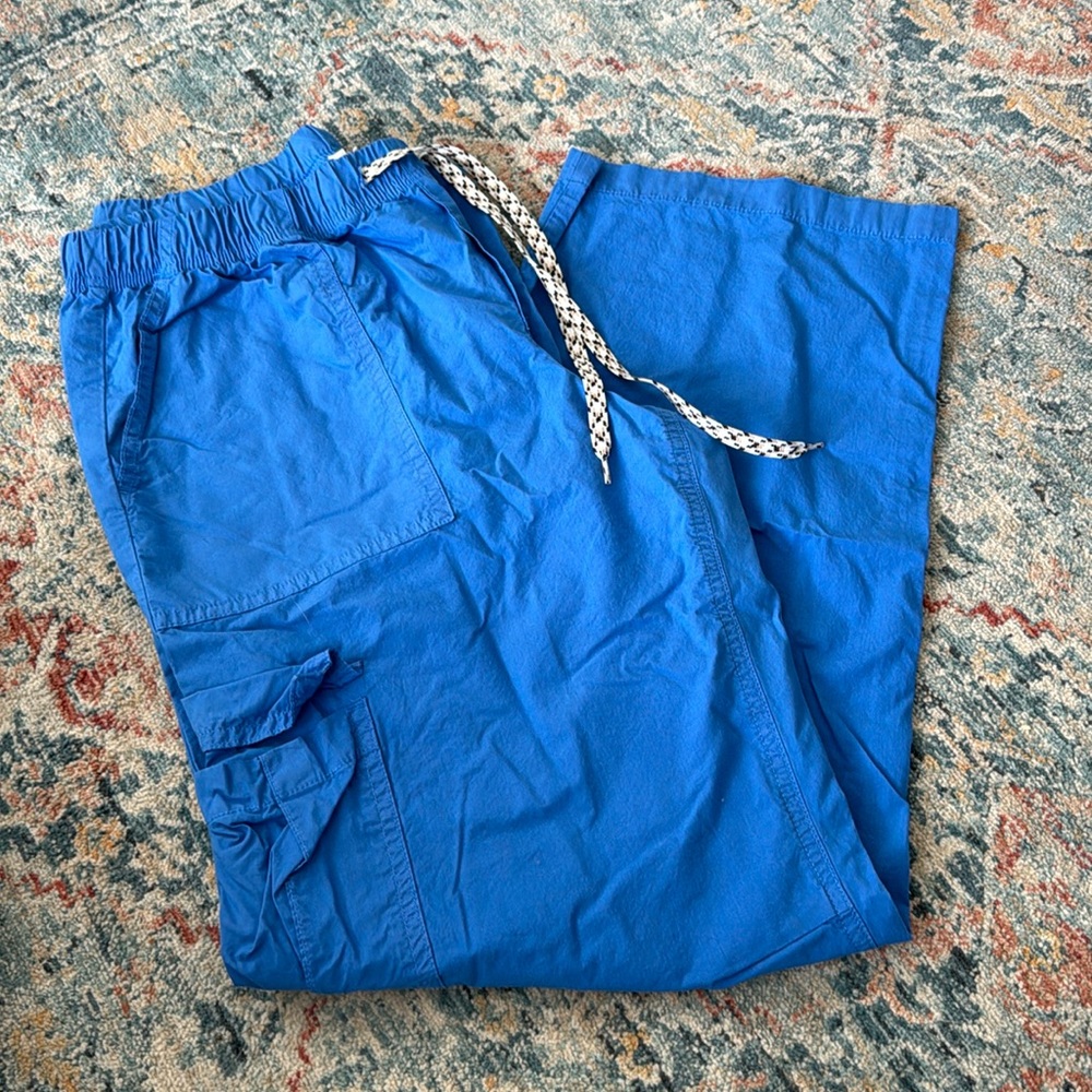 aerie blue cargo parachute pants